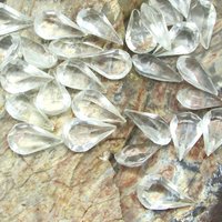 Clear Pear Rhinestones, Vintage 13x7.8mm Unfoiled Teardrop Faceted Point Backs