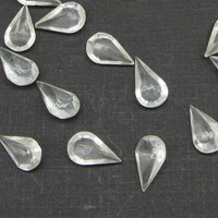 Clear Pear Rhinestones, Vintage 13x7.8mm Unfoiled Teardrop Faceted Point Backs