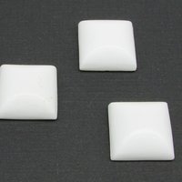 20mm Square Cabochon, Opaque White Vintage Glass Gem