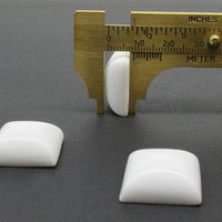 20mm Square Cabochon, Opaque White Vintage Glass Gem