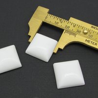 20mm Square Cabochon, Opaque White Vintage Glass Gem