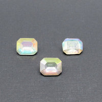 10x8mm Octagon Baguette Rhinestones, Vintage Crystal AB Faceted Glass Gems (3)