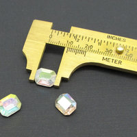 10x8mm Octagon Baguette Rhinestones, Vintage Crystal AB Faceted Glass Gems (3)