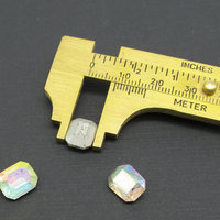 10x8mm Octagon Baguette Rhinestones, Vintage Crystal AB Faceted Glass Gems (3)