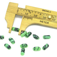 8x4mm Marbled Green Baguettes, Opaque Unfoiled Octagonal Glass Stones