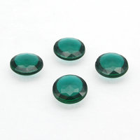 12mm Round Unfoiled Emerald Rhinestone Dentelles, Vintage Point Back Glass Gems (4)