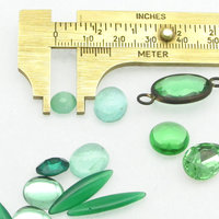 Green Glass Stones Mixed Lot,  Vintage Cabochons and Point Back Rhinestones