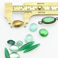 Green Glass Stones Mixed Lot,  Vintage Cabochons and Point Back Rhinestones