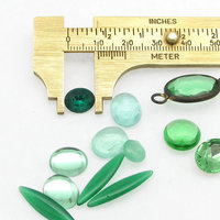 Green Glass Stones Mixed Lot,  Vintage Cabochons and Point Back Rhinestones