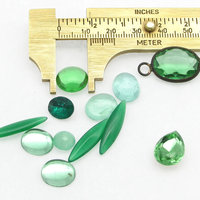 Green Glass Stones Mixed Lot,  Vintage Cabochons and Point Back Rhinestones