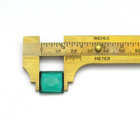 15.5mm Square Rhinestones, Unfoiled Emerald Glass Gems (4)