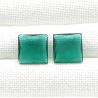 15.5mm Square Rhinestones, Unfoiled Emerald Glass Gems (4)