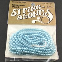 Vintage 4mm Faux Pearls, 60" Strand Round Opaque Light Blue Beads