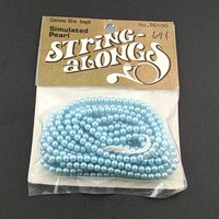 Vintage 4mm Faux Pearls, 60" Strand Round Opaque Light Blue Beads