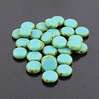 10mm Coin Turquoise Picasso Window Beads (30)