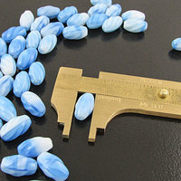13x8mmTwisted Oval Beads, Sky Blue Czech Pressed Glass Barrels (36)