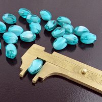 14x8mm Twisted Oval Beads, Aqua Givre Czech Pressed Glass Barrels (36)