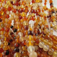 4mm Round Gemstone Beads, Polished Natural Carnelian 16 Inch Strand