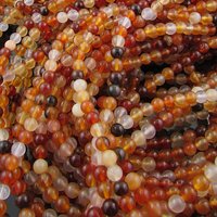 4mm Round Gemstone Beads, Polished Natural Carnelian 16 Inch Strand