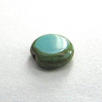 10mm Coin Turquoise Picasso Window Beads (30)