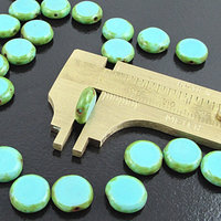 10mm Coin Turquoise Picasso Window Beads (30)