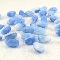 13x8mmTwisted Oval Beads, Sky Blue Czech Pressed Glass Barrels (36)