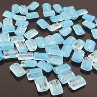 Vintage 9x6mm Rectangular Aqua Glass Givre Beads