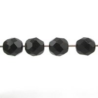 8mm Faceted Beads, Jet Black Czech Fire Polished Rounds (50)