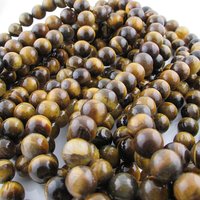 8mm Natural Tiger Eye Beads, Smooth Rounds 15.5" Strand