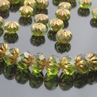 Olivine Faceted Glass 10x7mm Rondelle Beads