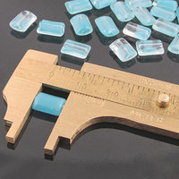 Vintage 9x6mm Rectangular Aqua Glass Givre Beads