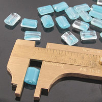 Vintage 9x6mm Rectangular Aqua Glass Givre Beads