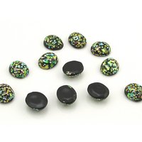 Vintage 12x10mm Oval Foiled Lampwork Cabochons