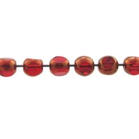 6mm Tri-Cut Rounds, Czech Glass Window Beads, Siam with Bronze