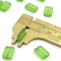 12x8mm Green Window Beads, Flat Rectangles