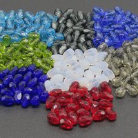 7x5mm Faceted Teardrops, Translucent Taupe Czech Fire Polished Beads (24)