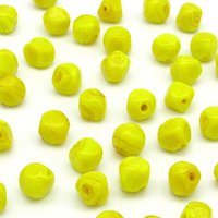 10mm Bright Yellow Lampwork Beads, Vintage Baroque Cube Nuggets