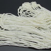 4mm White Plastic Pearls, Opaque Vintage Beads 60" Strand