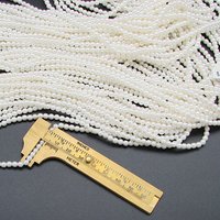 4mm White Plastic Pearls, Opaque Vintage Beads 60" Strand