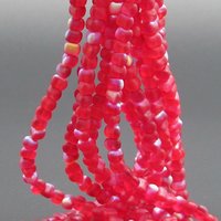 4mm Triangular Beads, Matte Ruby AB Small Flat Red Czech Pressed Glass Spacers