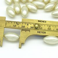 18.5x10mm Tapered Oval Plastic Beads, Vintage Cream Faux Pearls (23)