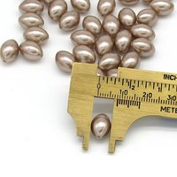 Vintage 12mm Oval Taupe Plastic Pearls