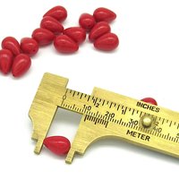 Vintage 11x8mm Teardrops, Shiny Opaque Red Plastic Pearshape Beads (22)