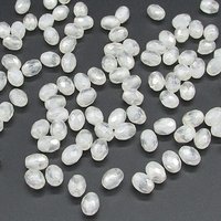 Vintage 9mm Oval White Givre Beads