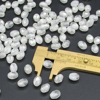 Vintage 9mm Oval White Givre Beads