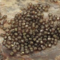 4mm Faceted Round Beads, Luminescent Brown Czech Glass (100)