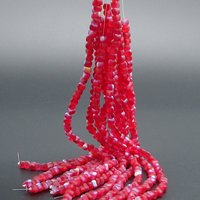 4mm Triangular Beads, Matte Ruby AB Small Flat Red Czech Pressed Glass Spacers