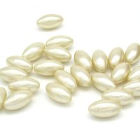 18.5x10mm Tapered Oval Plastic Beads, Vintage Cream Faux Pearls (23)