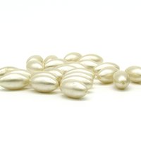 18.5x10mm Tapered Oval Plastic Beads, Vintage Cream Faux Pearls (23)