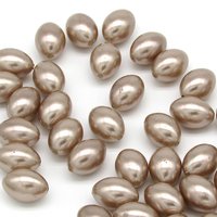 Vintage 12mm Oval Taupe Plastic Pearls